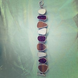 Sterling Silver Bracelet with Semi Precious Stones